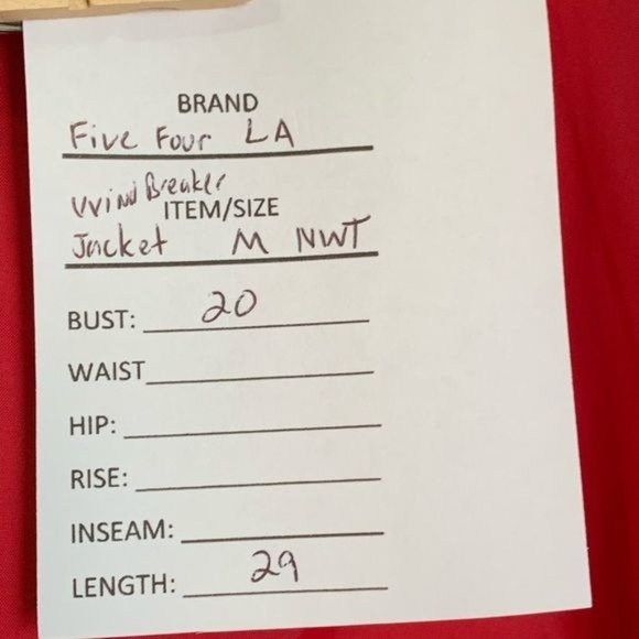 Five Four LA Jacket Men Medium Red Lightweight Elastic sleeve Stowaway Hood NWT - Picture 15 of 15